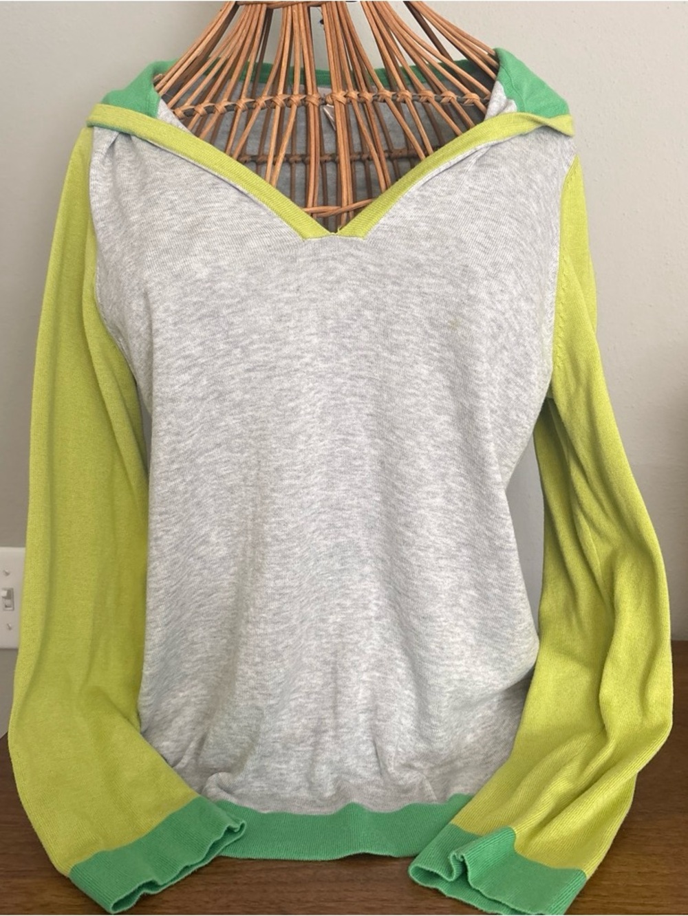 Belford Light Gray Hoodie with Lime and Mint Trim